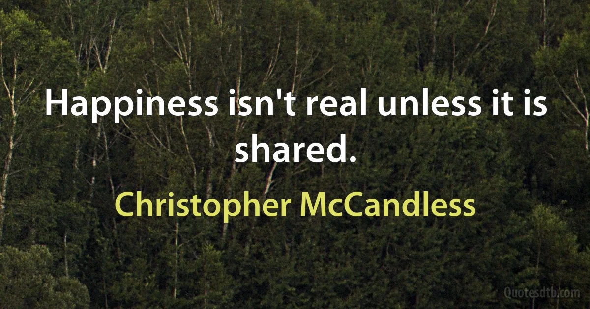 Happiness isn't real unless it is shared. (Christopher McCandless)