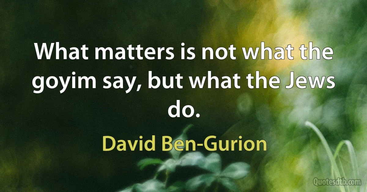 What matters is not what the goyim say, but what the Jews do. (David Ben-Gurion)