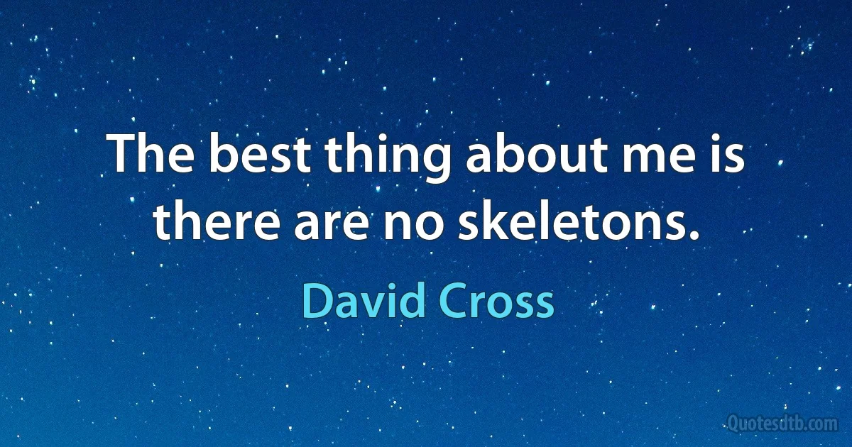 The best thing about me is there are no skeletons. (David Cross)