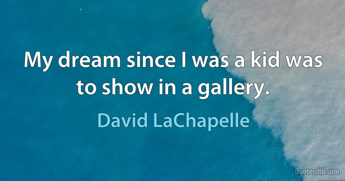 My dream since I was a kid was to show in a gallery. (David LaChapelle)