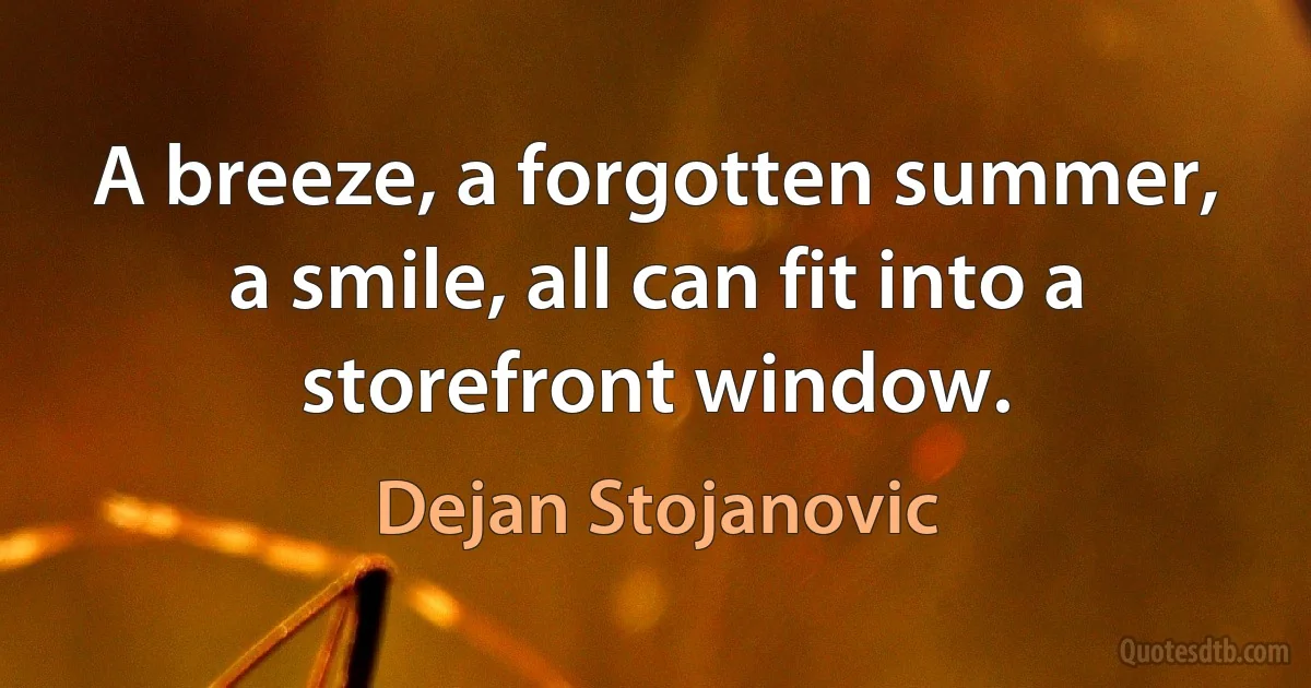 A breeze, a forgotten summer, a smile, all can fit into a storefront window. (Dejan Stojanovic)