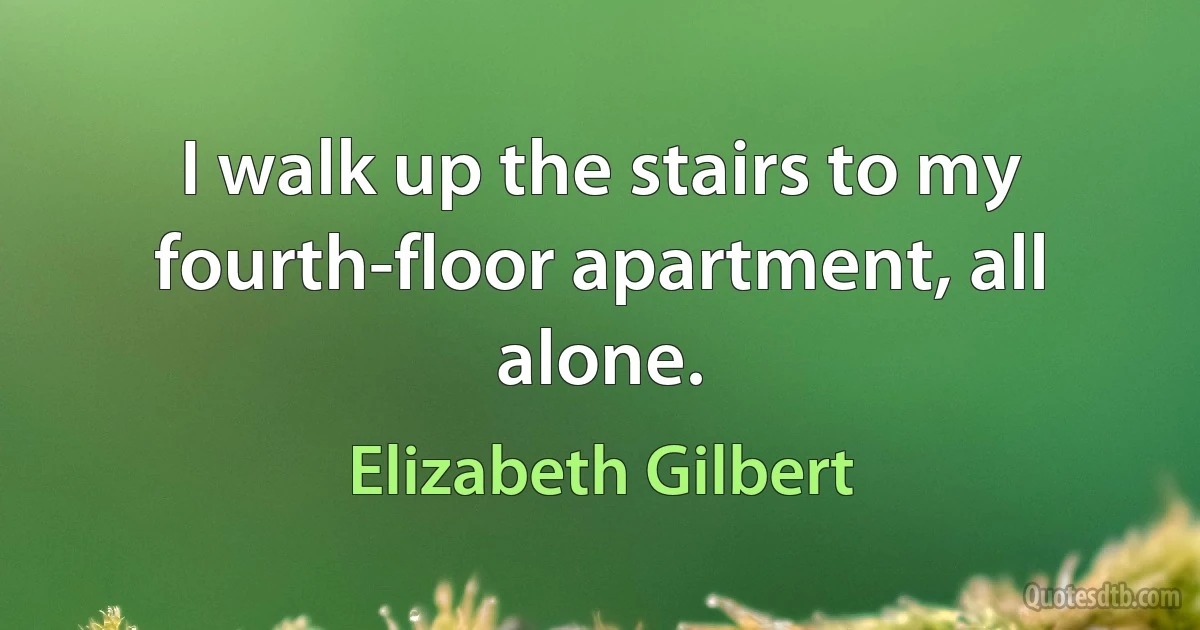 I walk up the stairs to my fourth-floor apartment, all alone. (Elizabeth Gilbert)