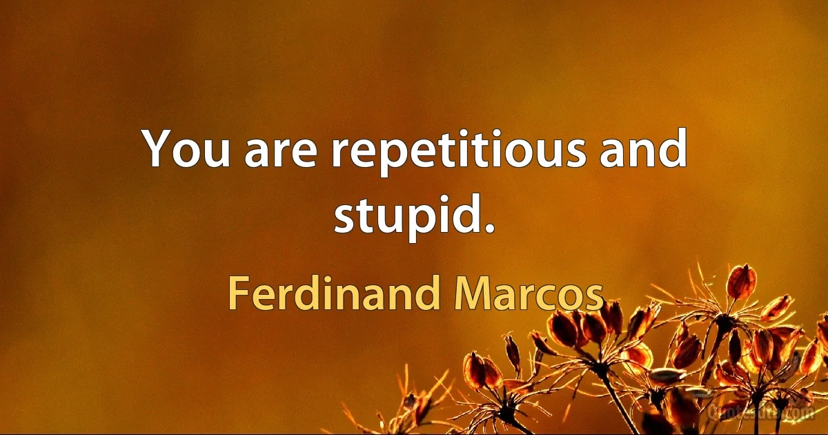 You are repetitious and stupid. (Ferdinand Marcos)