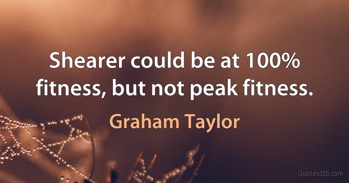 Shearer could be at 100% fitness, but not peak fitness. (Graham Taylor)