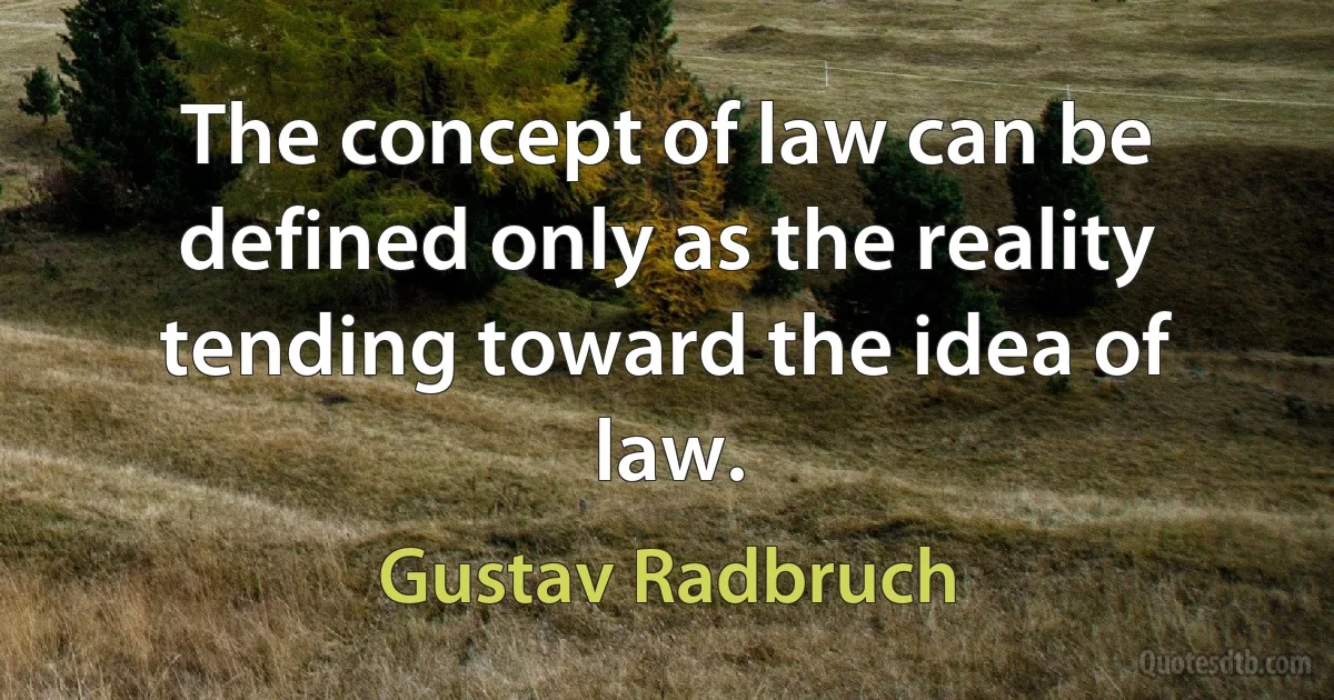 The concept of law can be defined only as the reality tending toward the idea of law. (Gustav Radbruch)