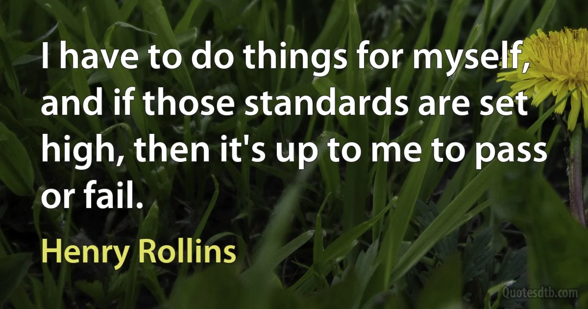 I have to do things for myself, and if those standards are set high, then it's up to me to pass or fail. (Henry Rollins)