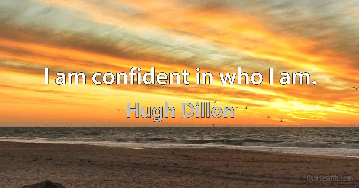 I am confident in who I am. (Hugh Dillon)