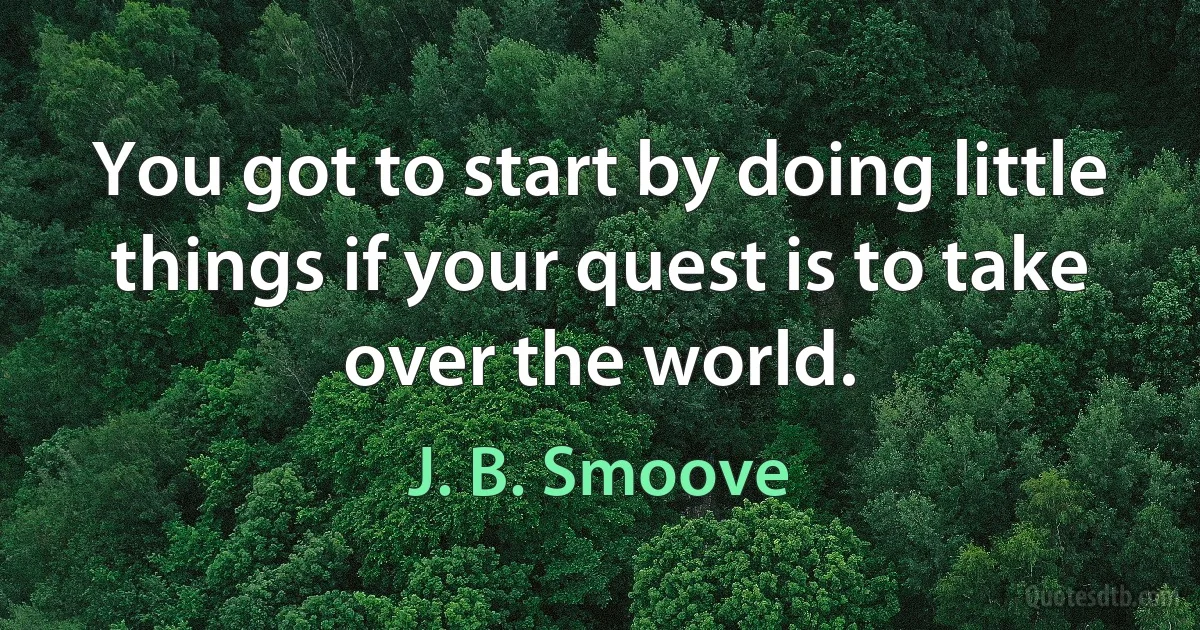 You got to start by doing little things if your quest is to take over the world. (J. B. Smoove)