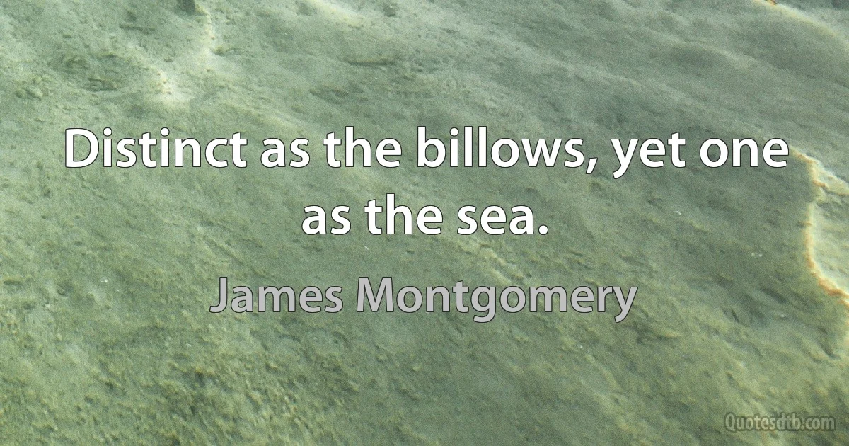 Distinct as the billows, yet one as the sea. (James Montgomery)