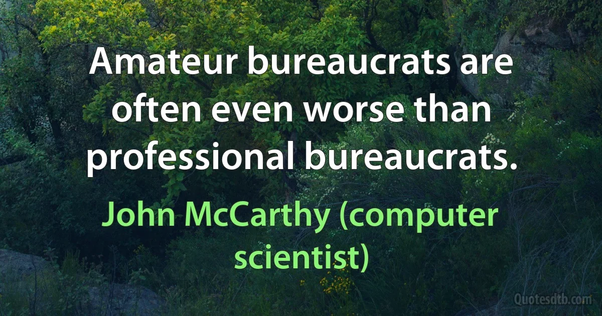 Amateur bureaucrats are often even worse than professional bureaucrats. (John McCarthy (computer scientist))