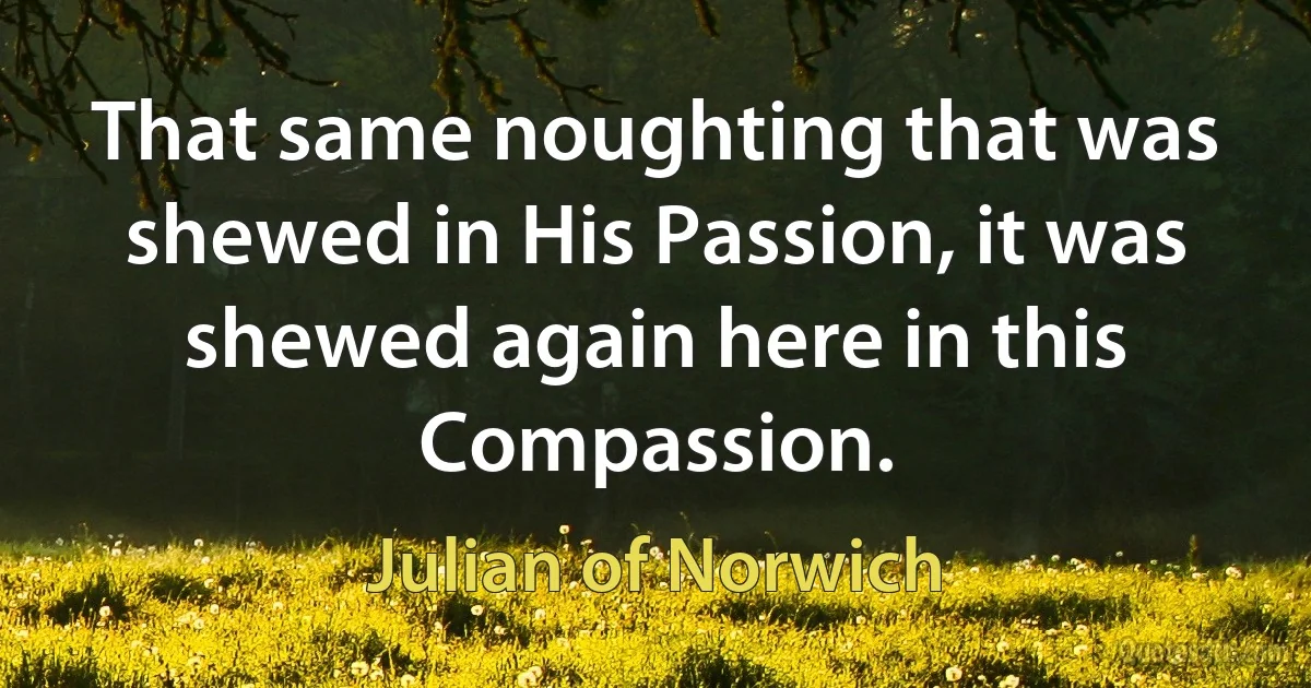 That same noughting that was shewed in His Passion, it was shewed again here in this Compassion. (Julian of Norwich)