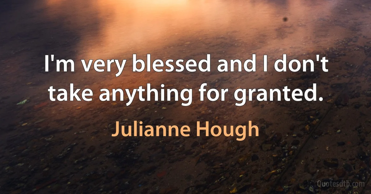 I'm very blessed and I don't take anything for granted. (Julianne Hough)