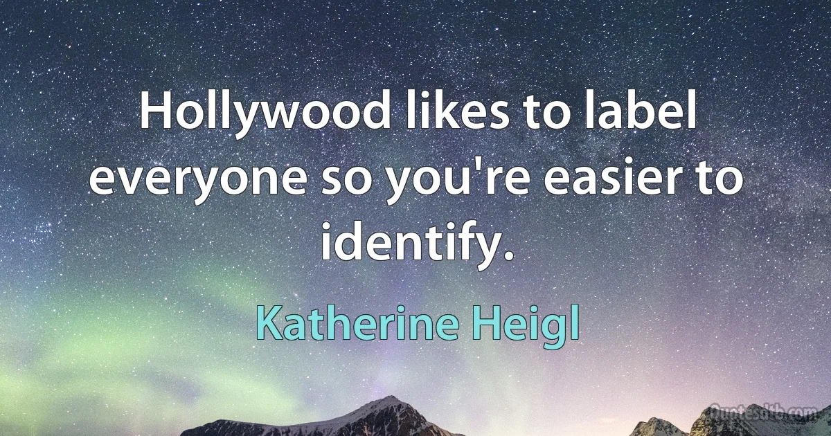 Hollywood likes to label everyone so you're easier to identify. (Katherine Heigl)