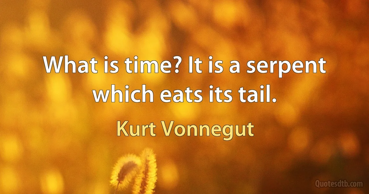 What is time? It is a serpent which eats its tail. (Kurt Vonnegut)