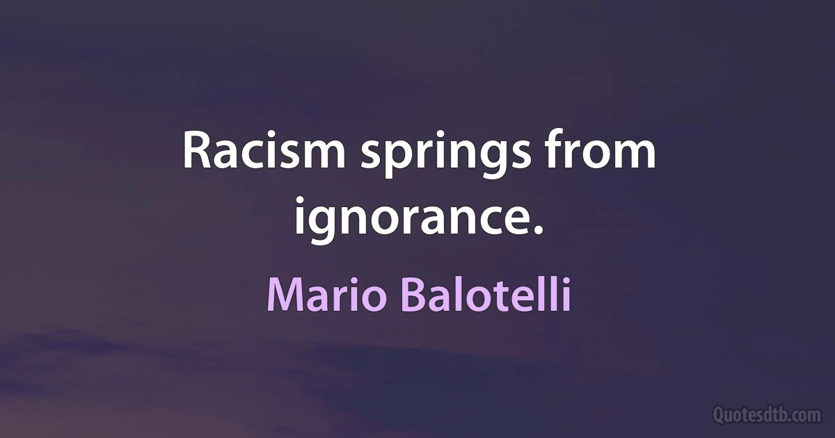 Racism springs from ignorance. (Mario Balotelli)