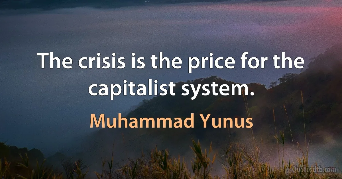 The crisis is the price for the capitalist system. (Muhammad Yunus)