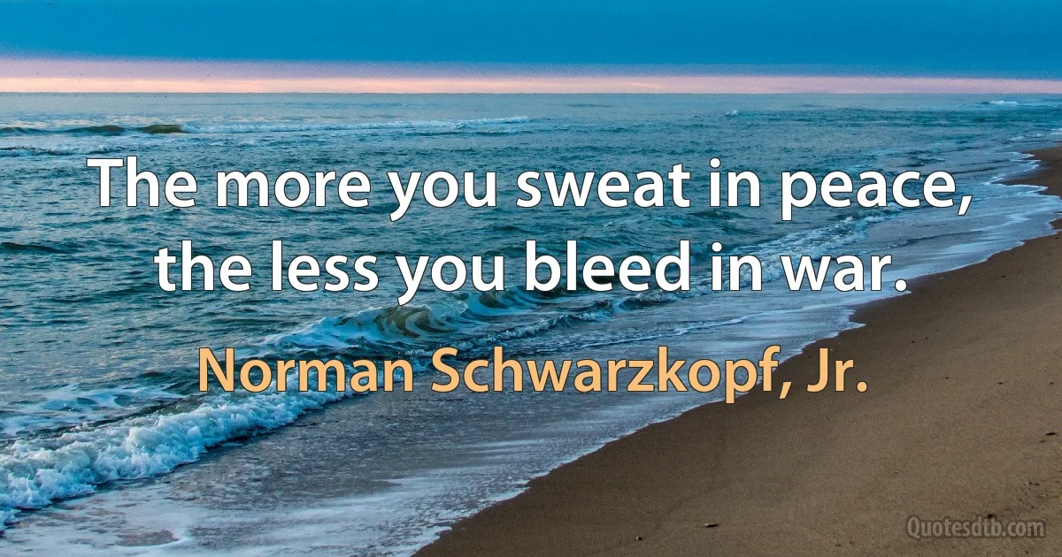 The more you sweat in peace, the less you bleed in war. (Norman Schwarzkopf, Jr.)