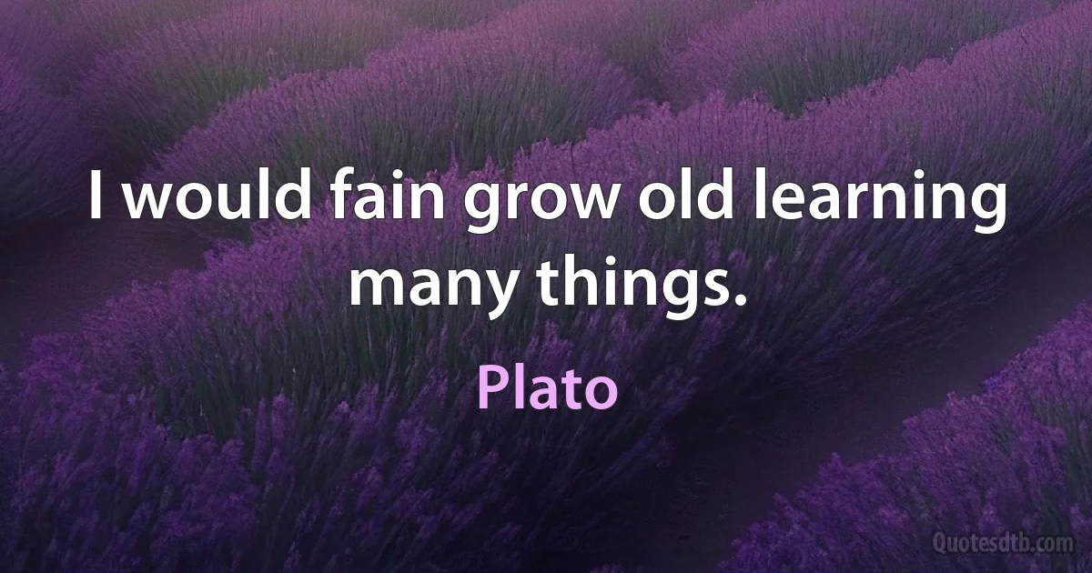 I would fain grow old learning many things. (Plato)