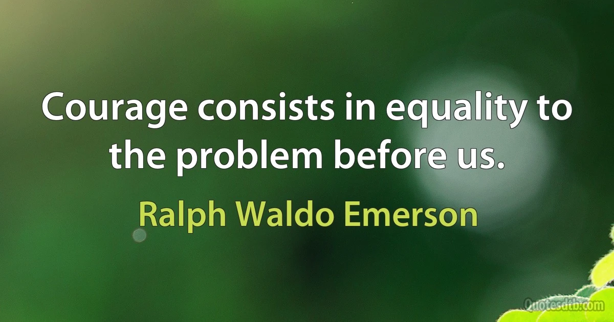 Courage consists in equality to the problem before us. (Ralph Waldo Emerson)