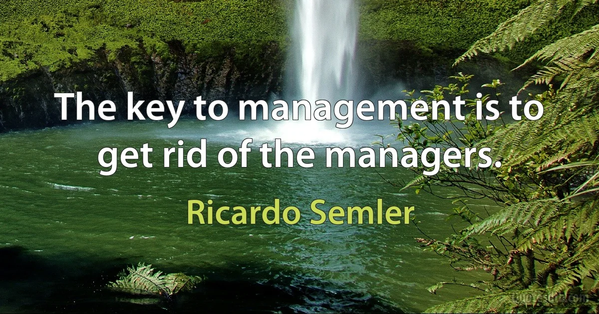 The key to management is to get rid of the managers. (Ricardo Semler)