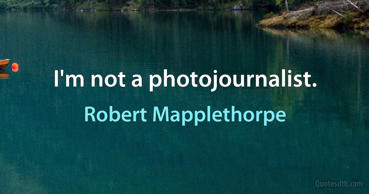 I'm not a photojournalist. (Robert Mapplethorpe)