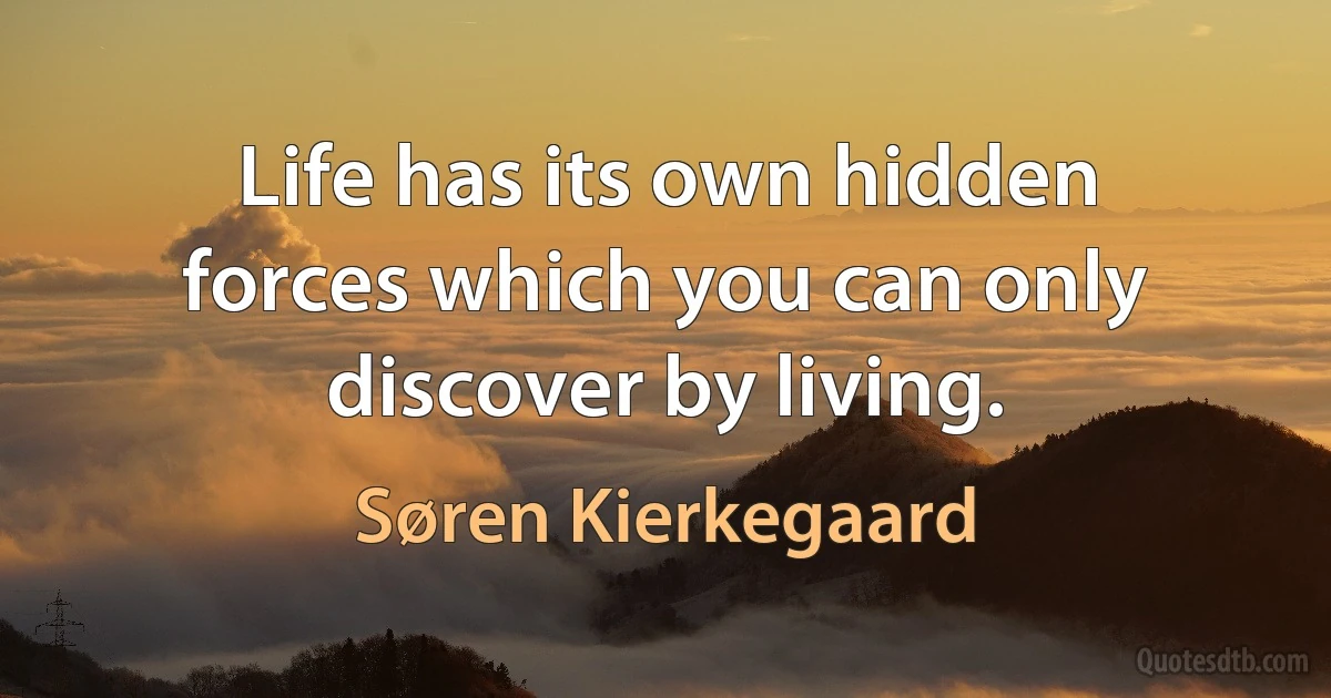 Life has its own hidden forces which you can only discover by living. (Søren Kierkegaard)