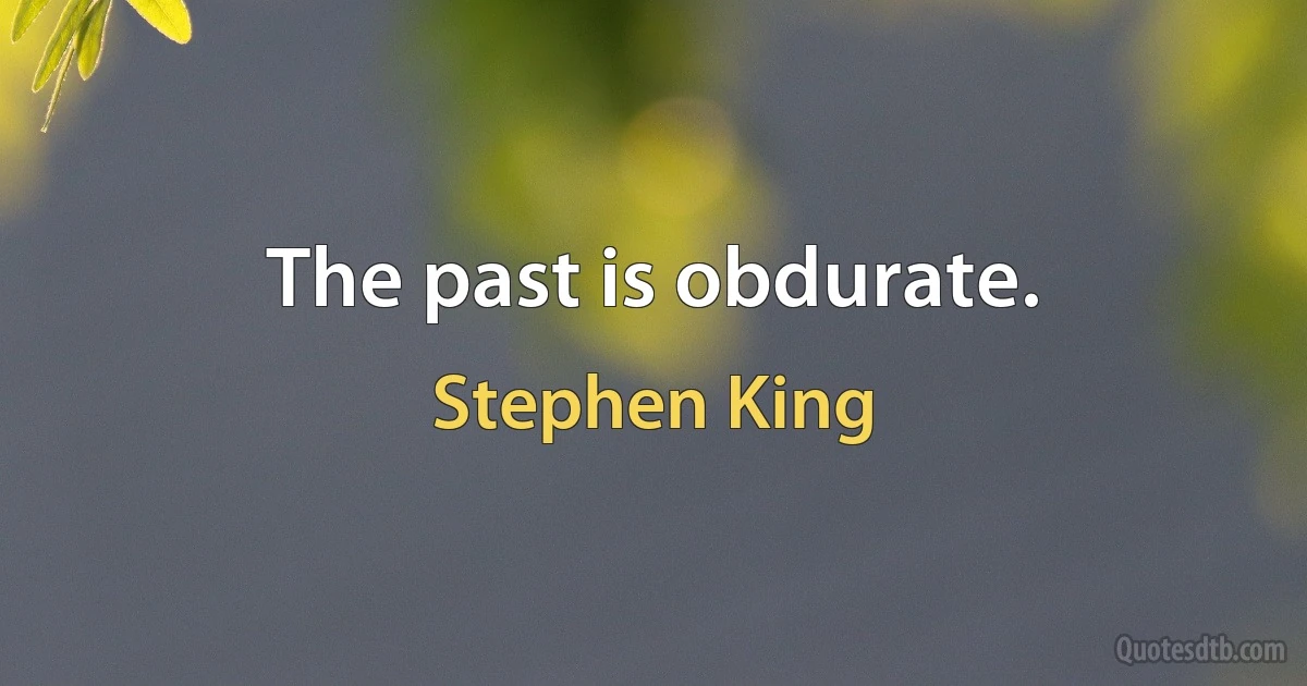 The past is obdurate. (Stephen King)