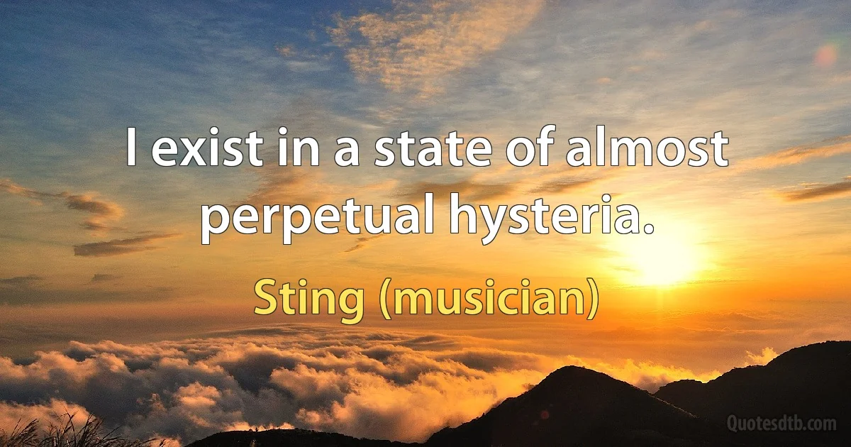 I exist in a state of almost perpetual hysteria. (Sting (musician))