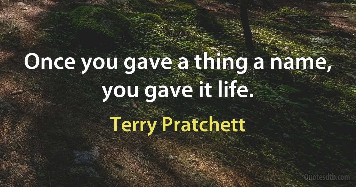 Once you gave a thing a name, you gave it life. (Terry Pratchett)