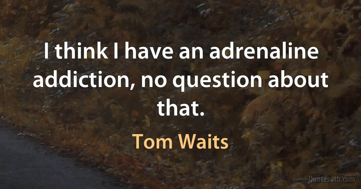 I think I have an adrenaline addiction, no question about that. (Tom Waits)