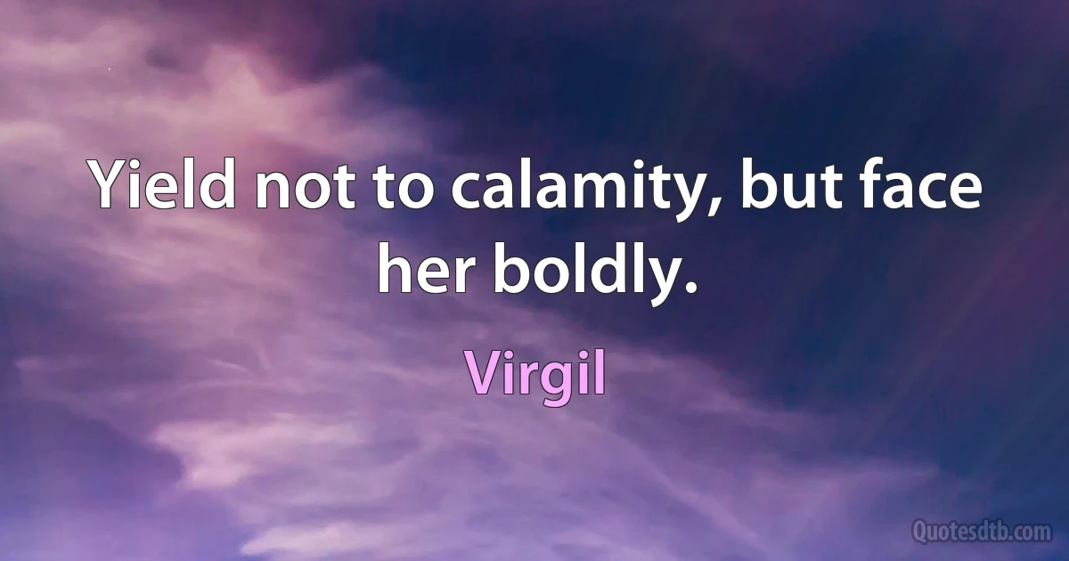 Yield not to calamity, but face her boldly. (Virgil)