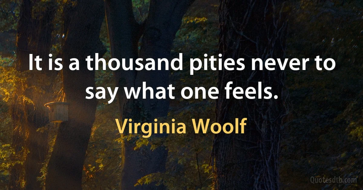 It is a thousand pities never to say what one feels. (Virginia Woolf)