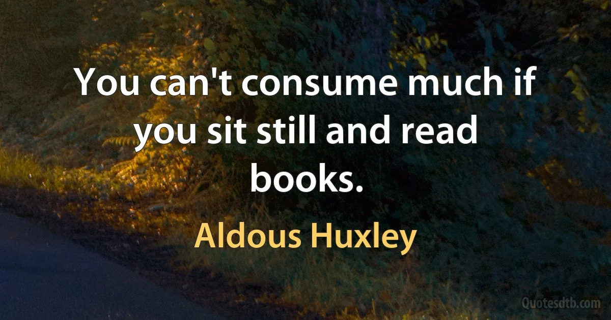 You can't consume much if you sit still and read books. (Aldous Huxley)