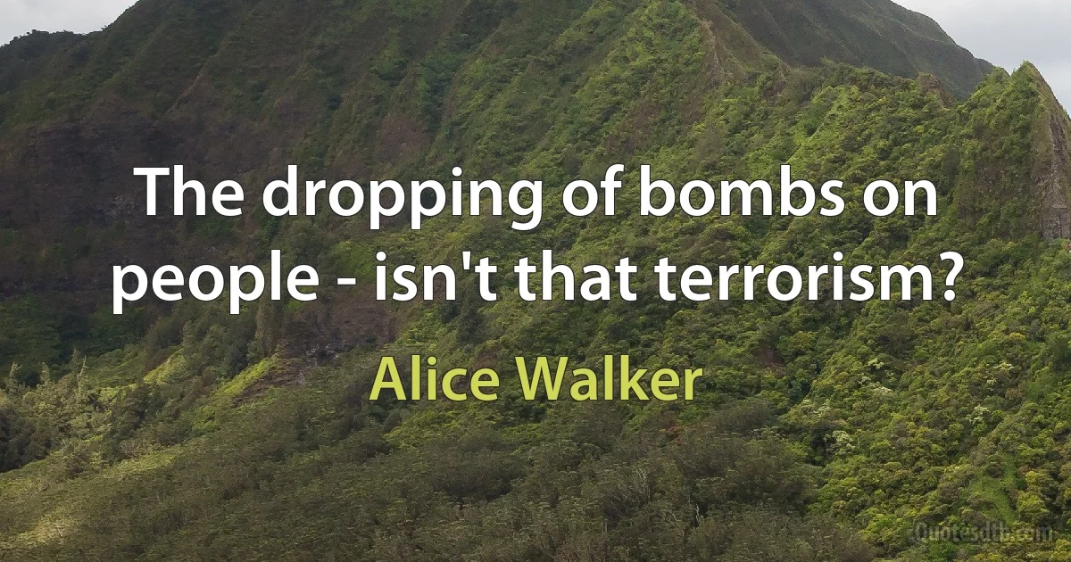 The dropping of bombs on people - isn't that terrorism? (Alice Walker)