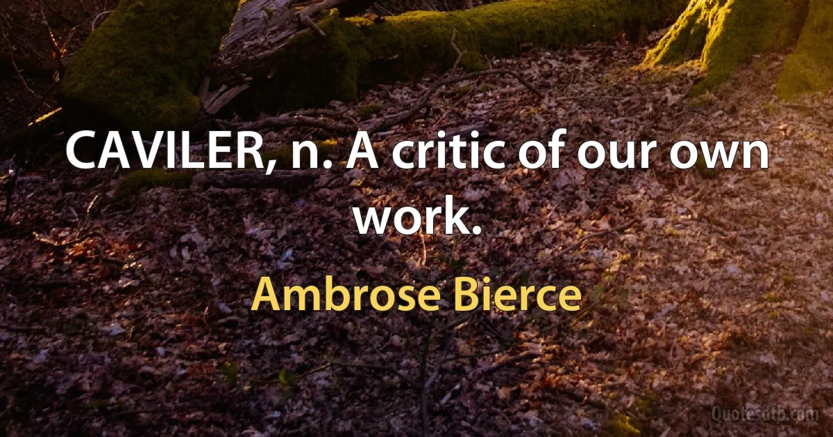 CAVILER, n. A critic of our own work. (Ambrose Bierce)