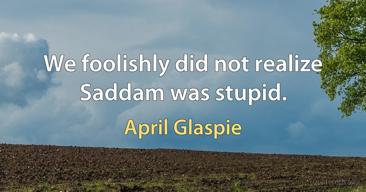 We foolishly did not realize Saddam was stupid. (April Glaspie)