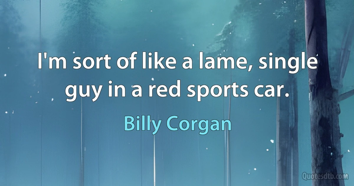 I'm sort of like a lame, single guy in a red sports car. (Billy Corgan)