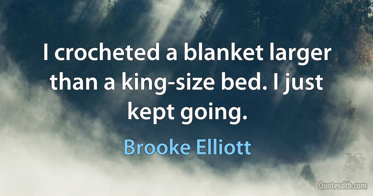 I crocheted a blanket larger than a king-size bed. I just kept going. (Brooke Elliott)