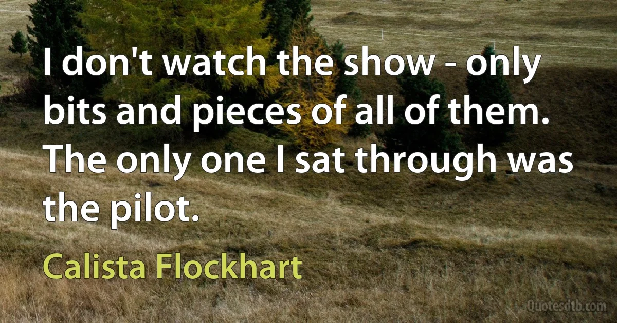 I don't watch the show - only bits and pieces of all of them. The only one I sat through was the pilot. (Calista Flockhart)