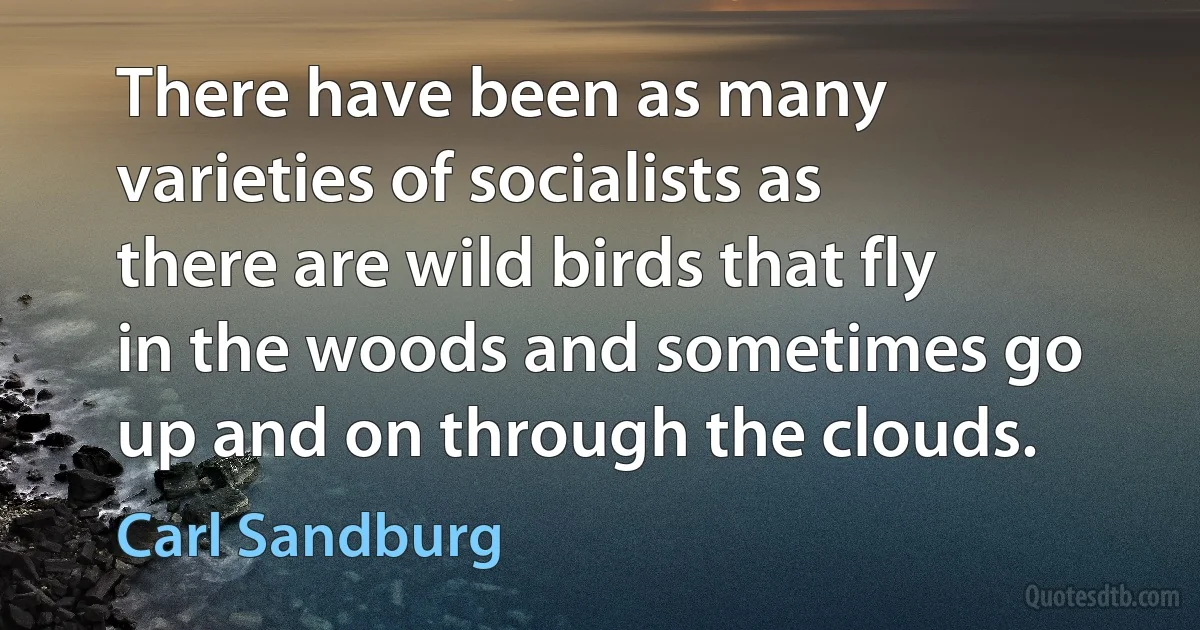 There have been as many varieties of socialists as there are wild birds that fly in the woods and sometimes go up and on through the clouds. (Carl Sandburg)