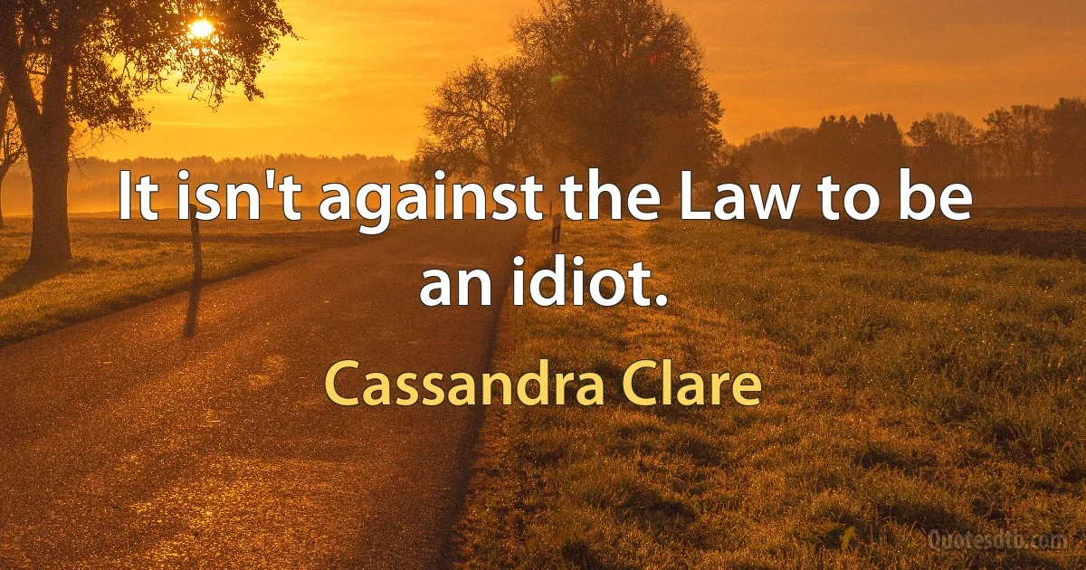 It isn't against the Law to be an idiot. (Cassandra Clare)