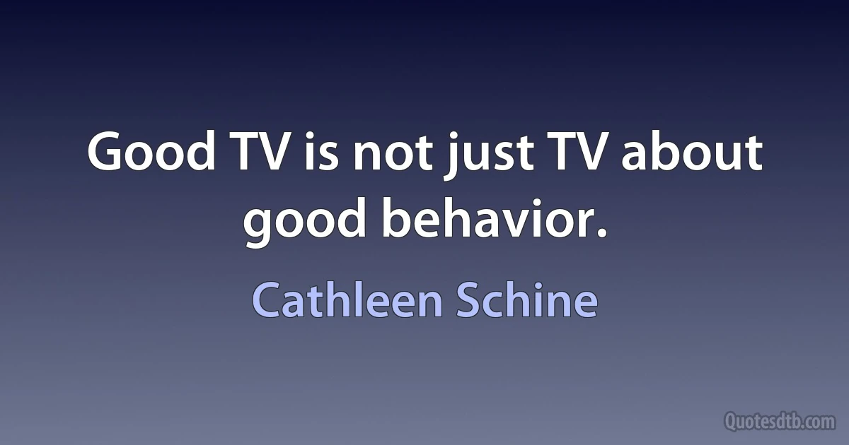 Good TV is not just TV about good behavior. (Cathleen Schine)