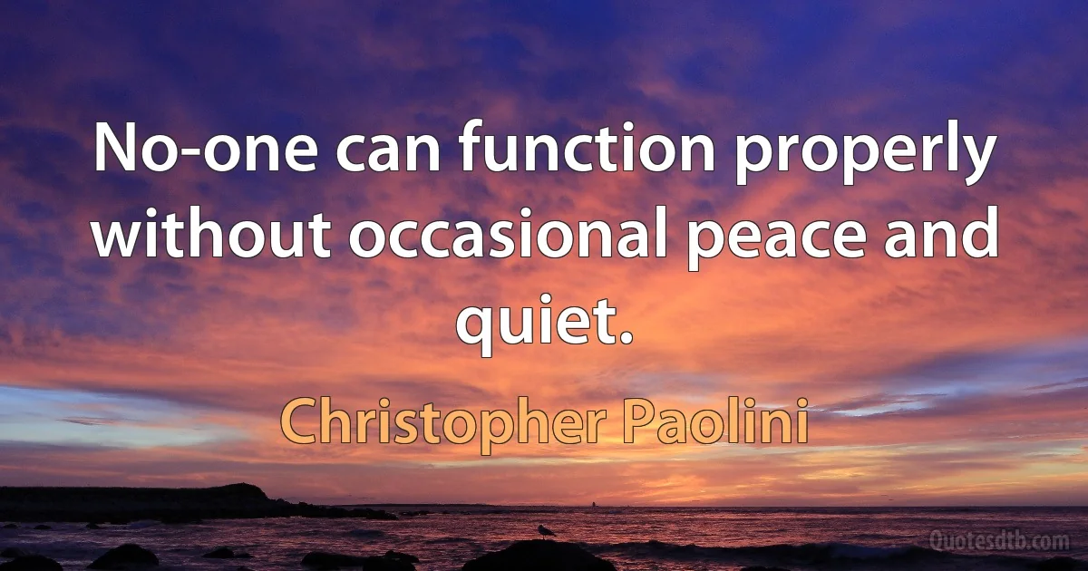 No-one can function properly without occasional peace and quiet. (Christopher Paolini)