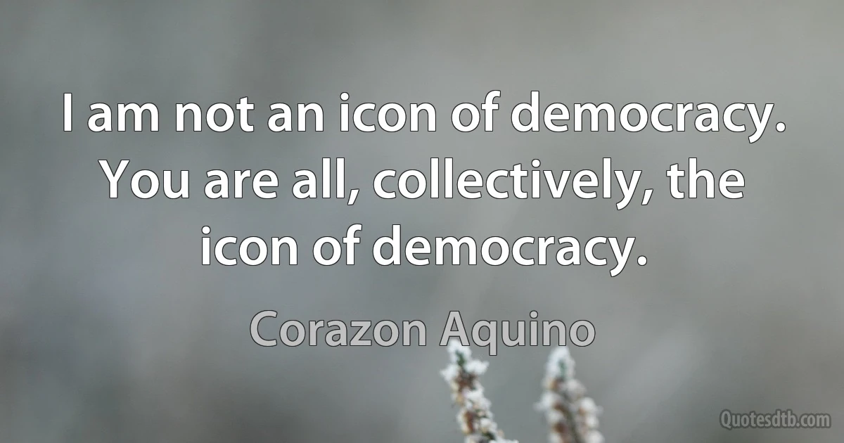 I am not an icon of democracy. You are all, collectively, the icon of democracy. (Corazon Aquino)