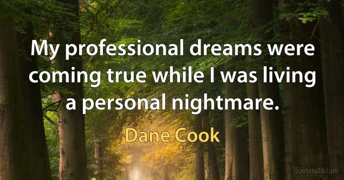 My professional dreams were coming true while I was living a personal nightmare. (Dane Cook)