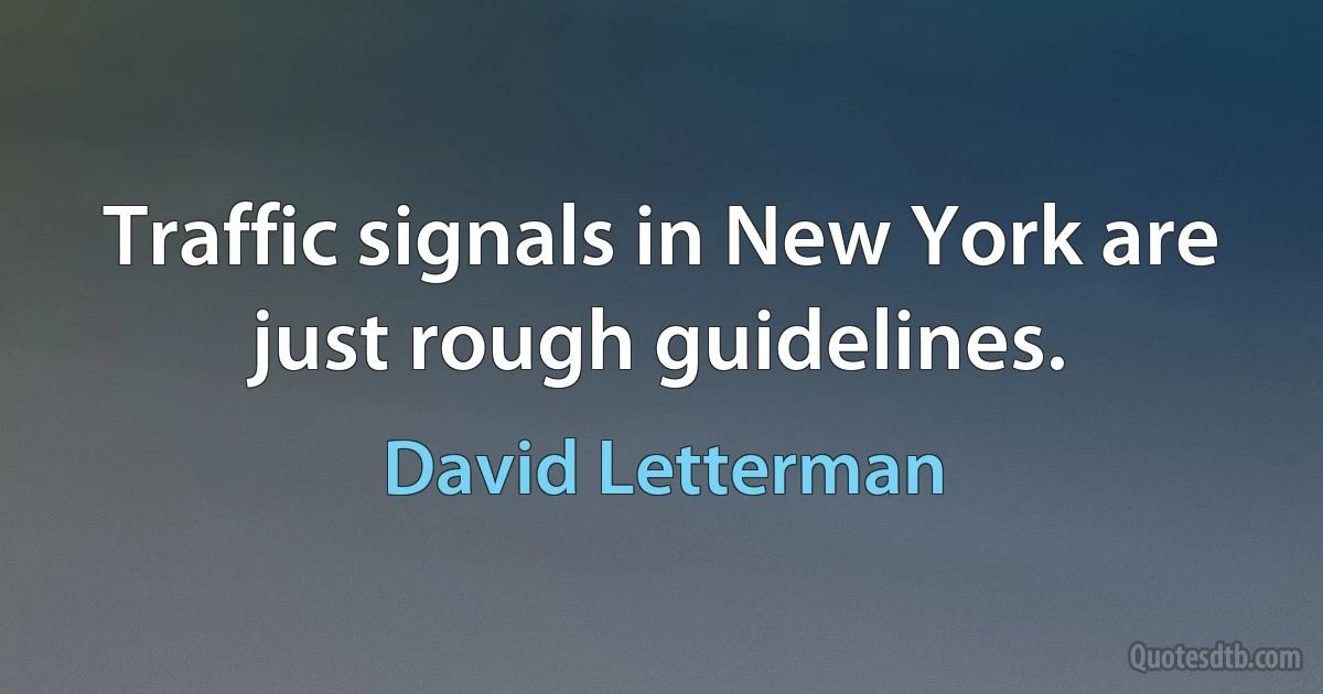 Traffic signals in New York are just rough guidelines. (David Letterman)