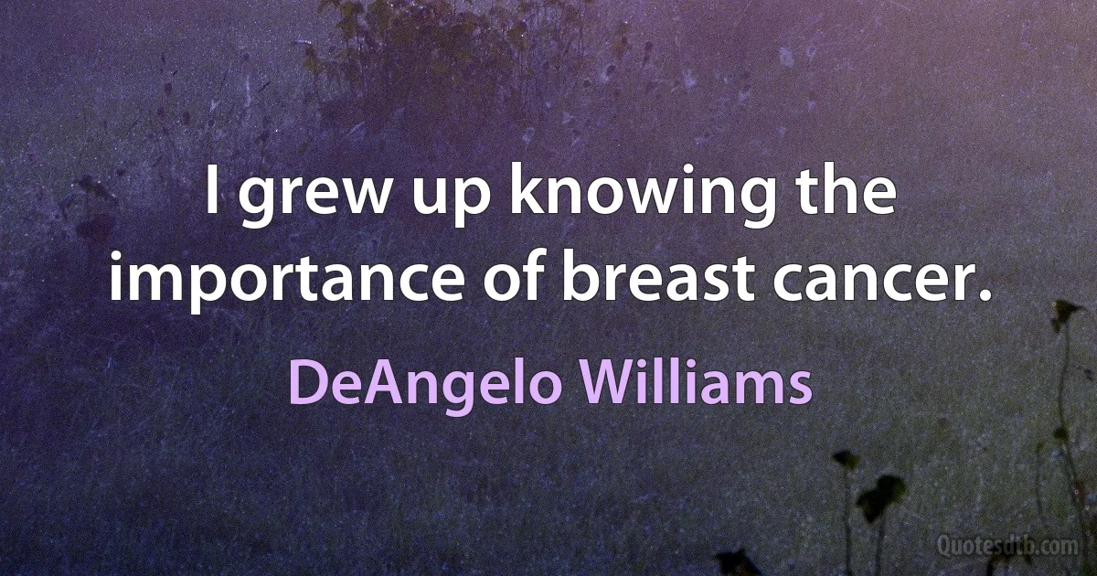 I grew up knowing the importance of breast cancer. (DeAngelo Williams)