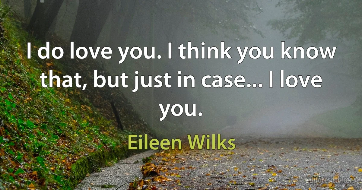 I do love you. I think you know that, but just in case... I love you. (Eileen Wilks)