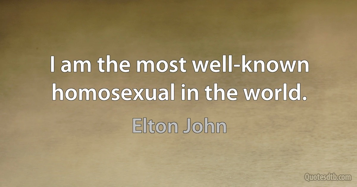 I am the most well-known homosexual in the world. (Elton John)