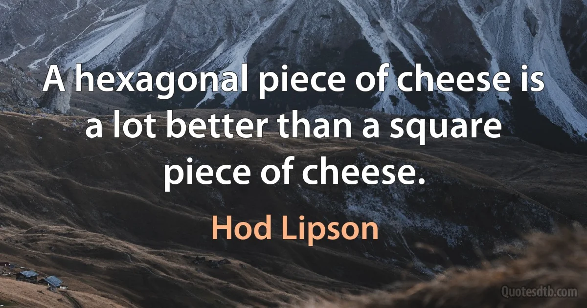 A hexagonal piece of cheese is a lot better than a square piece of cheese. (Hod Lipson)